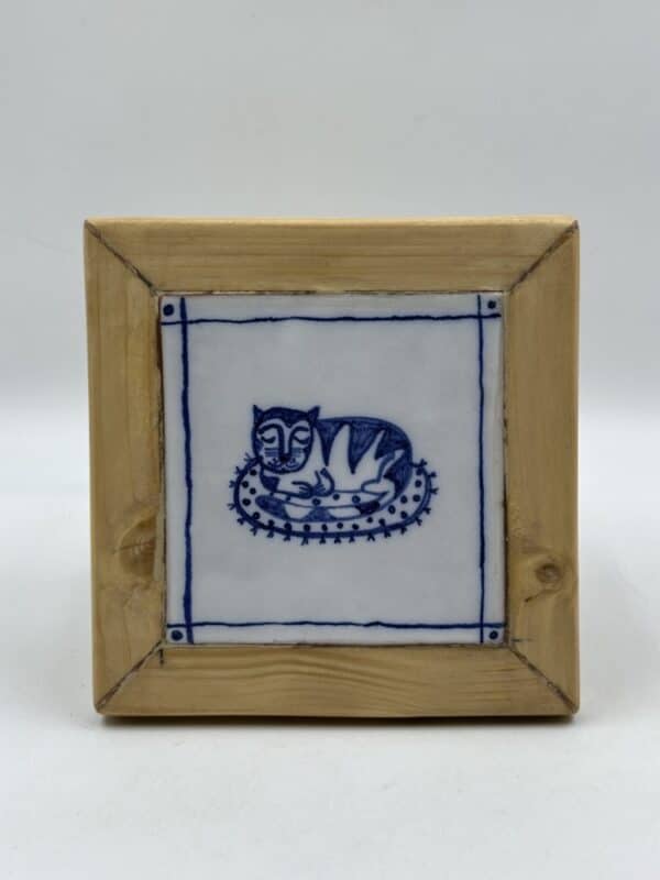 Framed Tile ‘Sleeping Cat’