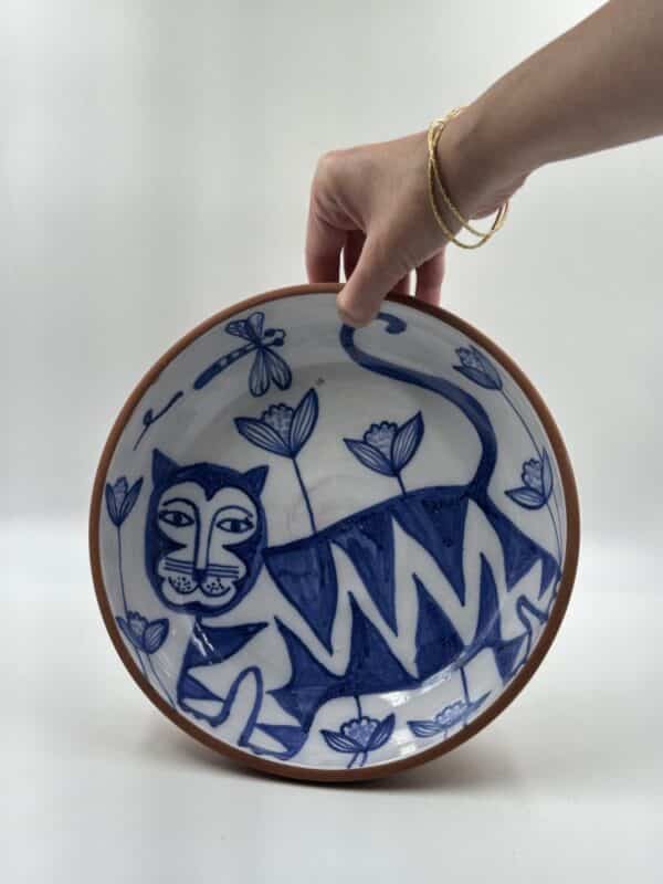 Large Serving Bowl ‘Cat and Dragonfly’ #18