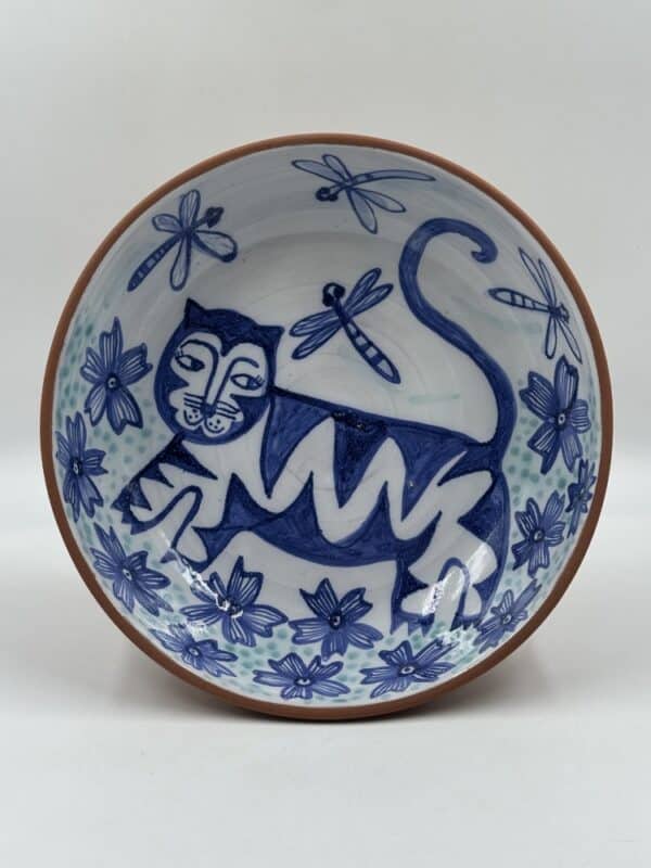 Large Serving Bowl ‘Cat and Dragonflies’ #19